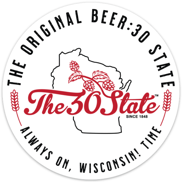 A green background with the state logo and the words " the original beer : 3 0 state."