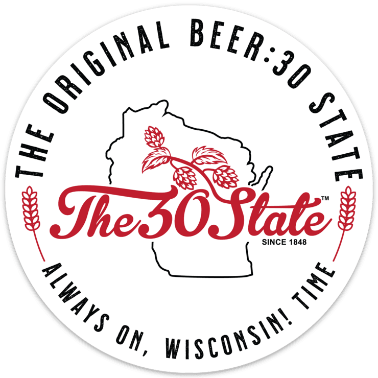 A green background with the state logo and the words " the original beer : 3 0 state."